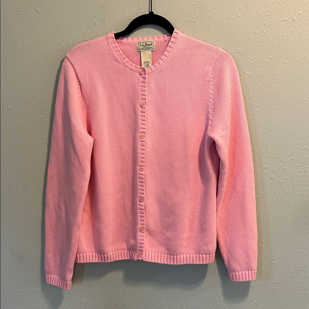 Vintage L.L. Bean Light Pink Button-Front Cardigan Sweater